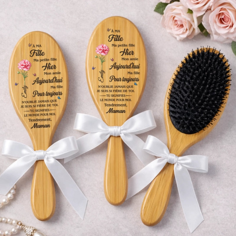 Brosse à Cheveux Personnalisée – Cadeau pour Maman et Mamie – De La Part De Maman, Avec Amour