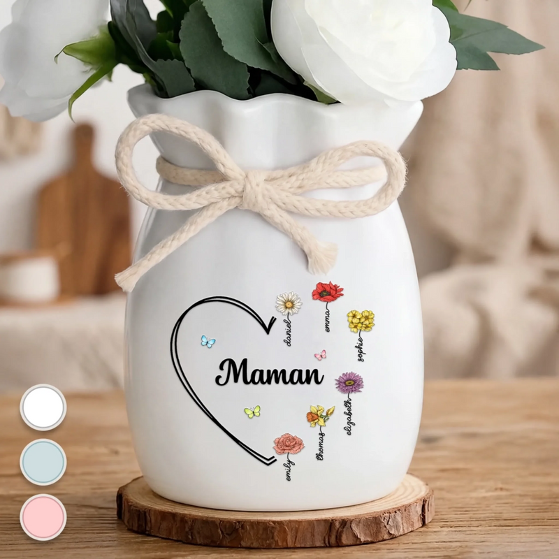 Vase À Fleurs Personnalisé Avec Corde – Cadeau Pour Maman, Mamie – Le petit monde de maman
