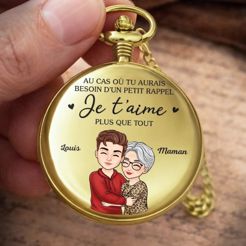 Montre de Poche Dorée Personnalisée – Cadeau pour Fils - Un Message D’amour de Maman