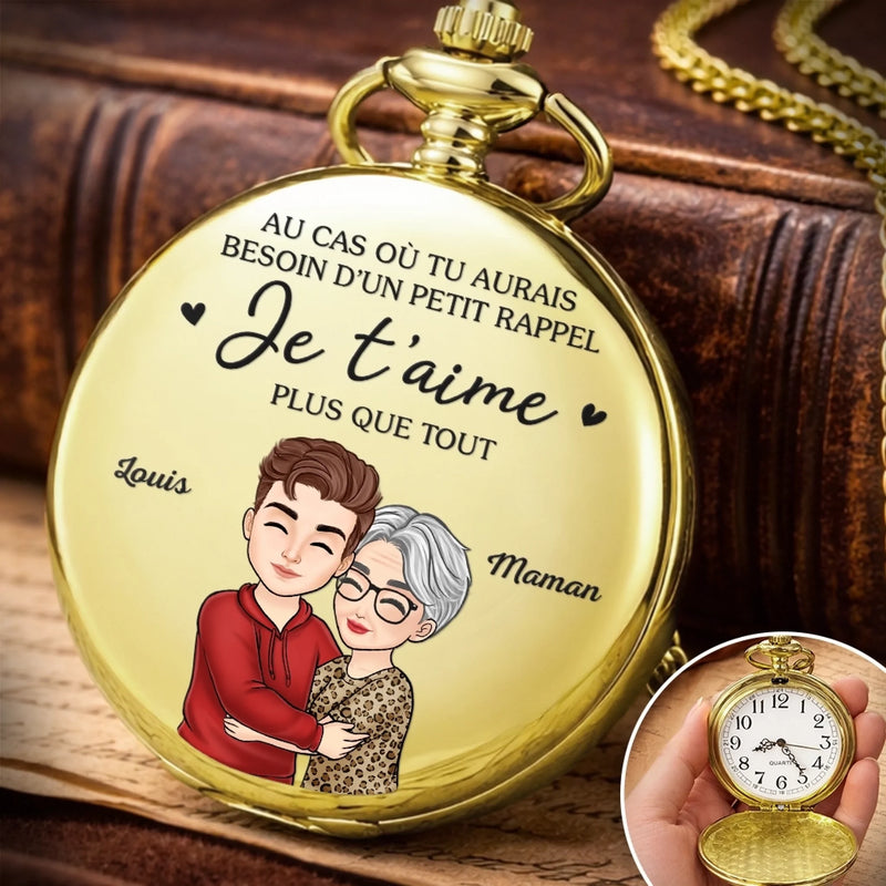 Montre de Poche Dorée Personnalisée – Cadeau pour Fils - Un Message D’amour de Maman