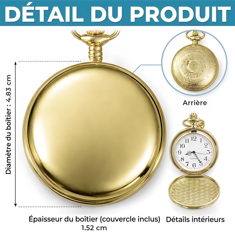 Montre de Poche Dorée Personnalisée – Cadeau pour Fils - Un Message D’amour de Maman