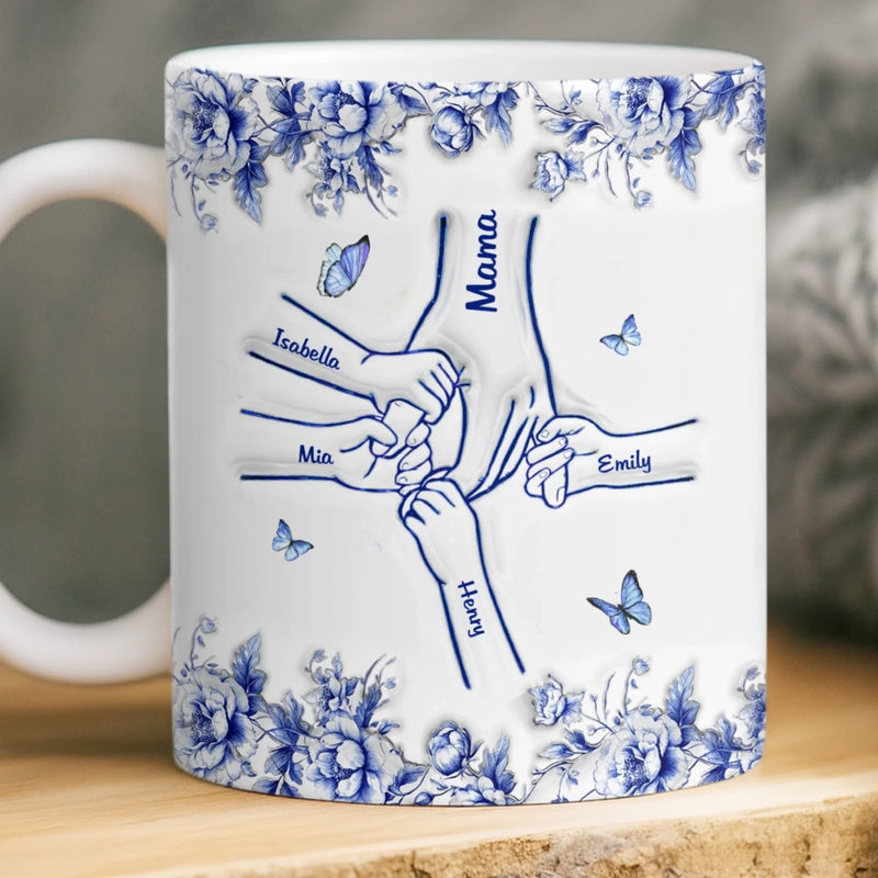 Mug Personnalisé À Effet Imprimé 3D Gonflé - Cadeaux D’Anniversaire Pour Maman, Grand-Mère - Main Dans La Main Tout Au Long De La Vie