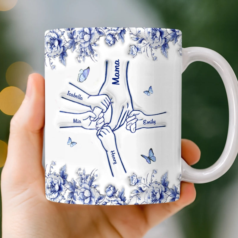 Mug Personnalisé À Effet Imprimé 3D Gonflé - Cadeaux D’Anniversaire Pour Maman, Grand-Mère - Main Dans La Main Tout Au Long De La Vie