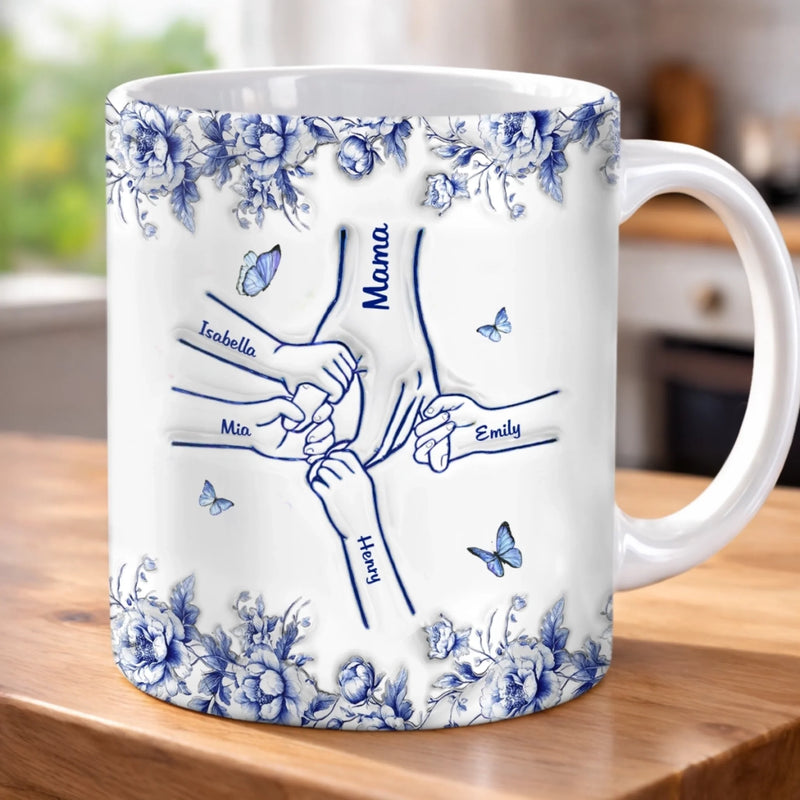 Mug Personnalisé À Effet Imprimé 3D Gonflé - Cadeaux D’Anniversaire Pour Maman, Grand-Mère - Main Dans La Main Tout Au Long De La Vie