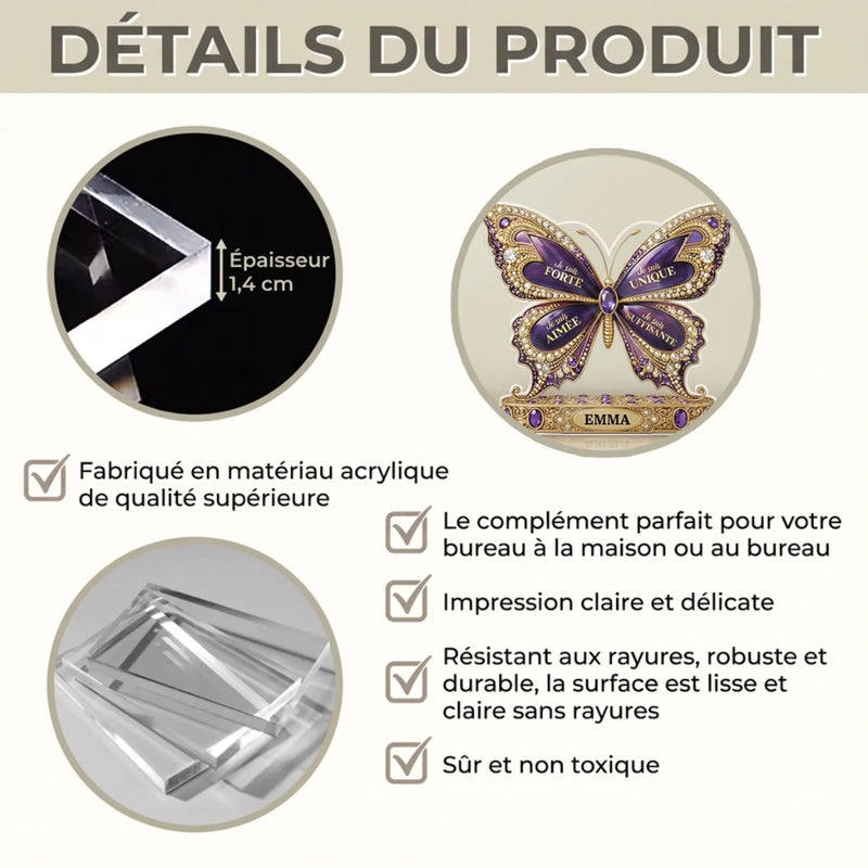 Papillon Acrylique Personnalisé – Cadeau pour Famille - Tu Es Unique Comme Un Papillon