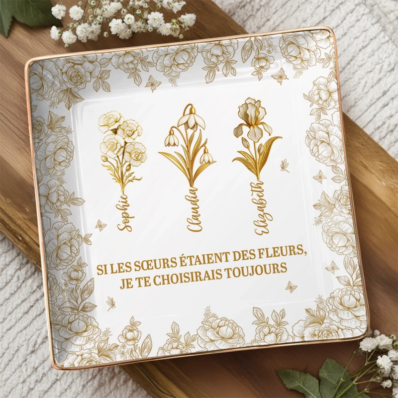Vide-Poche À Bijoux Personnalisé - Cadeau Pour Meilleures Amies Soeurs – Sœurs & Fleurs, Cadeau Plein d’Amour