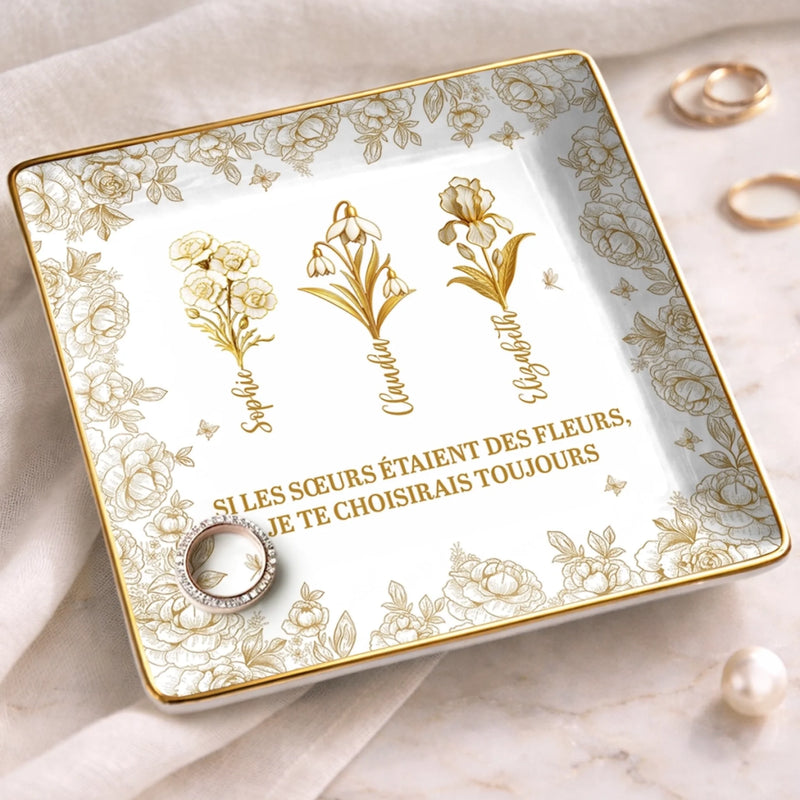 Vide-Poche À Bijoux Personnalisé - Cadeau Pour Meilleures Amies Soeurs – Sœurs & Fleurs, Cadeau Plein d’Amour