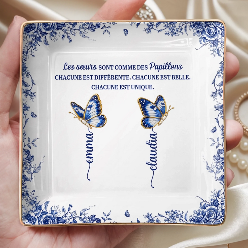 Vide-Poche À Bijoux Personnalisé - Cadeau Pour Meilleures Amies Soeurs –  Sœurs Comme Des Papillons