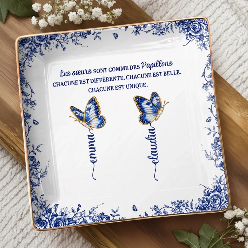 Vide-Poche À Bijoux Personnalisé - Cadeau Pour Meilleures Amies Soeurs –  Sœurs Comme Des Papillons
