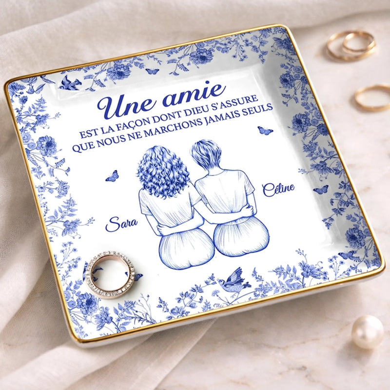 Vide-Poche À Bijoux Personnalisé - Cadeau Pour Meilleures Amies Sœurs – Amie pour la Vie, Amitié Éternelle