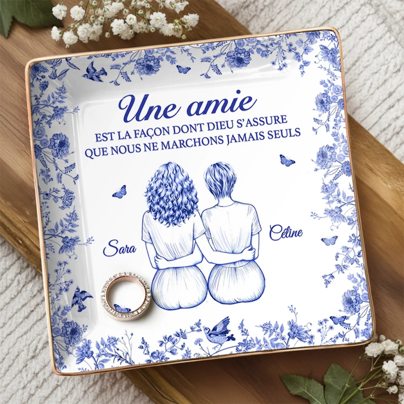 Vide-Poche À Bijoux Personnalisé - Cadeau Pour Meilleures Amies Sœurs – Amie pour la Vie, Amitié Éternelle