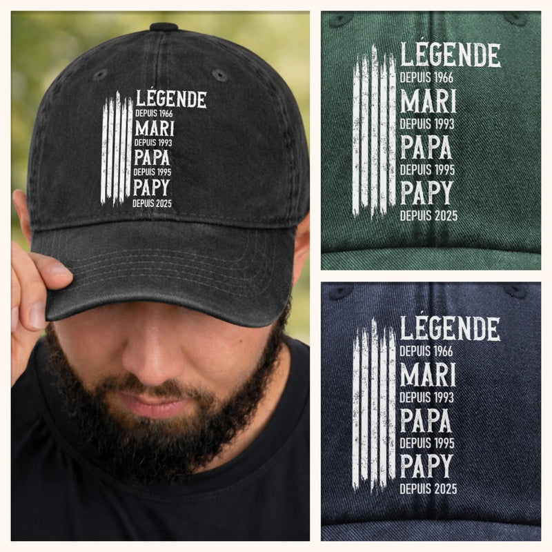 Casquette De Baseball En Jean Délavé Personnalisée – Cadeau Pour Grand-Père – Mon Papi Est Une Légende