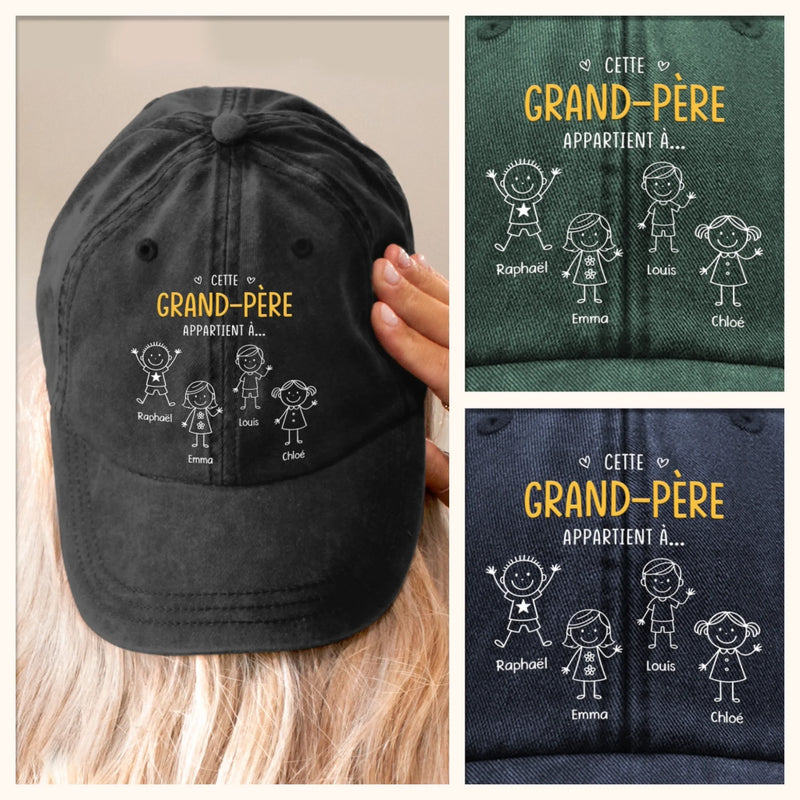 Casquette De Baseball En Jean Délavé Personnalisée – Cadeaux D’Anniversaire Personnalisés Pour Papa, Grand-Père – Aimé Par Mon Équipe Préférée