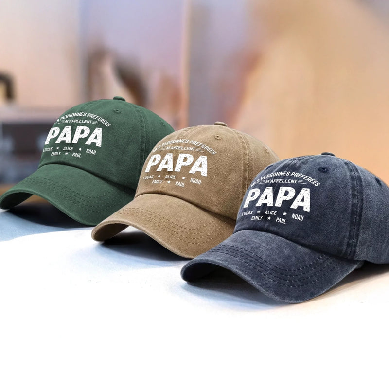 Casquette De Baseball En Jean Délavé Personnalisée – Cadeau Pour Papa, Grand-Père – Pour Mon Papa Préféré De Tous Les Temps