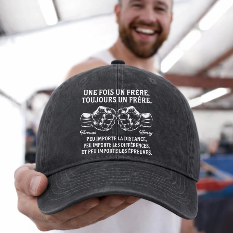 Casquette De Baseball En Denim Délavé Vintage Personnalisée – Cadeau Pour Frère – Toujours Aussi Forts