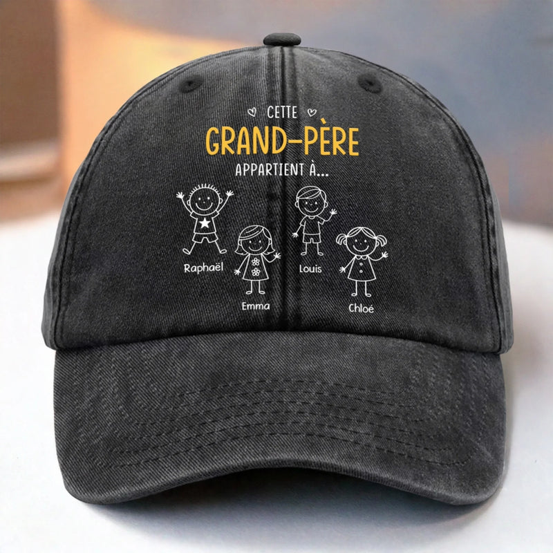 Casquette De Baseball En Jean Délavé Personnalisée – Cadeaux D’Anniversaire Personnalisés Pour Papa, Grand-Père – Aimé Par Mon Équipe Préférée