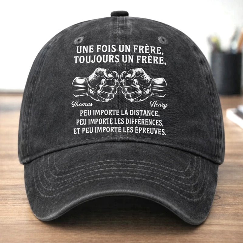 Casquette De Baseball En Denim Délavé Vintage Personnalisée – Cadeau Pour Frère – Toujours Aussi Forts