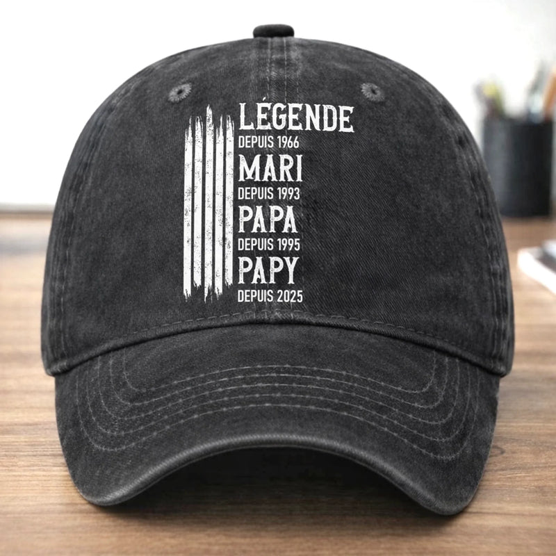 Casquette De Baseball En Jean Délavé Personnalisée – Cadeau Pour Grand-Père – Mon Papi Est Une Légende