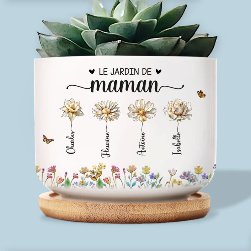 Pot de Fleurs en Céramique Personnalisé – Cadeau pour Maman, Mamie – Créé Spécialement Pour La Femme de Notre Famille