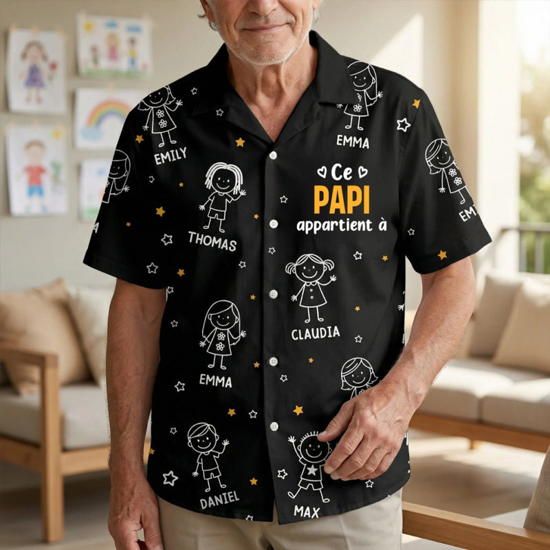 Chemise Hawaïenne Personnalisée – Cadeau Pour Papa, Papi – Des Générations D’Amour
