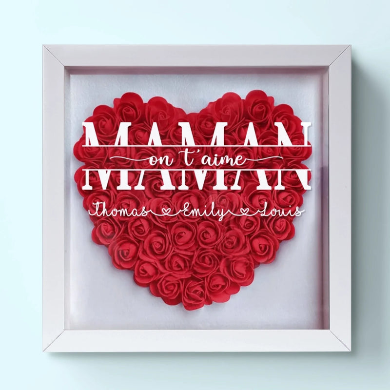 Boîte Cadre Florale Personnalisée – Cadeau pour Maman – L'amour Sublime D'une Mère