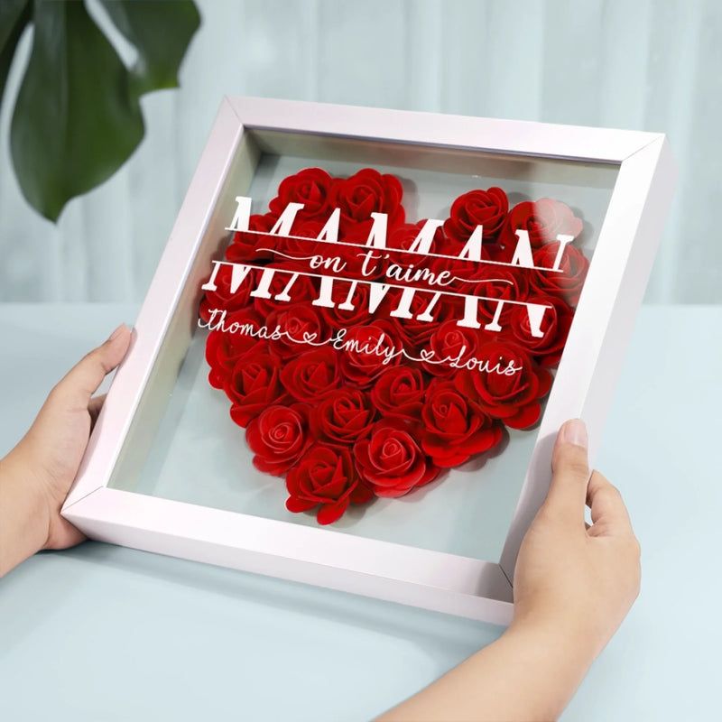 Boîte Cadre Florale Personnalisée – Cadeau pour Maman – L'amour Sublime D'une Mère