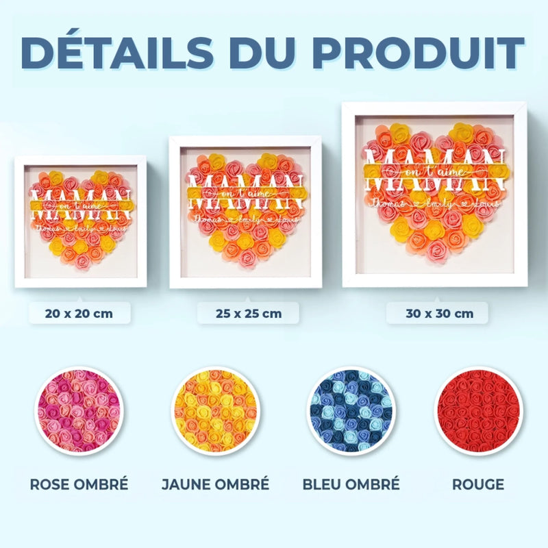 Boîte Cadre Florale Personnalisée – Cadeau pour Maman – L'amour Sublime D'une Mère