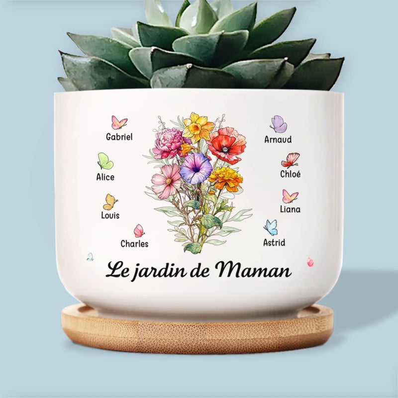 Pot de Fleurs en Céramique Personnalisé – Cadeau pour Maman, Mamie – Le Plus Beau Jardin De Fleurs De Maman et Mamie