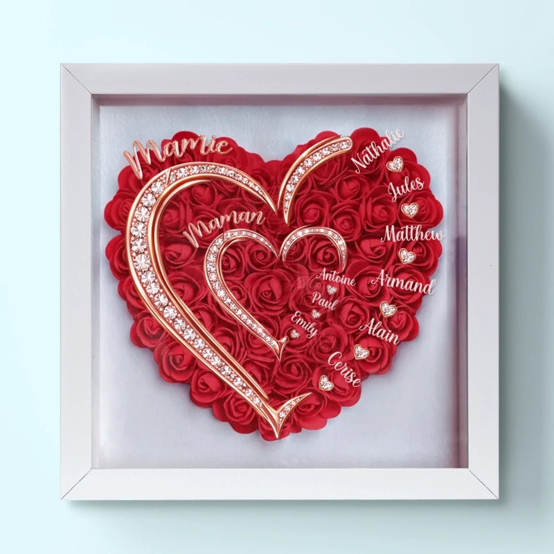 Boîte Cadre Florale Personnalisée – Cadeau pour Maman – Le Tableau Représente L'amour Maman