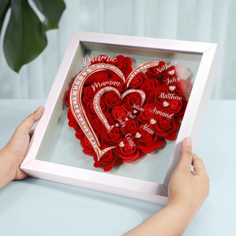 Boîte Cadre Florale Personnalisée – Cadeau pour Maman – Le Tableau Représente L'amour Maman