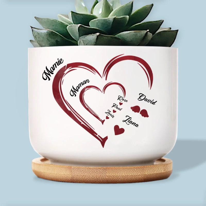 Pot de Fleurs en Céramique Personnalisé – Cadeau pour Maman, Mamie – Pour toujours dans mon cœur
