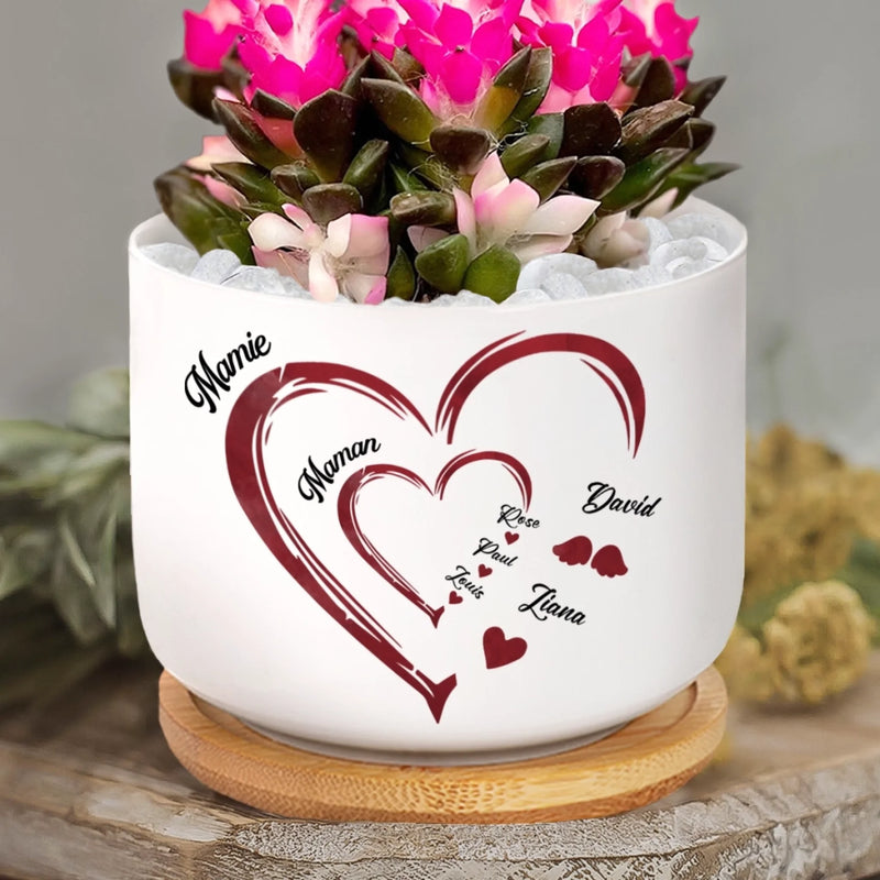 Pot de Fleurs en Céramique Personnalisé – Cadeau pour Maman, Mamie – Pour toujours dans mon cœur