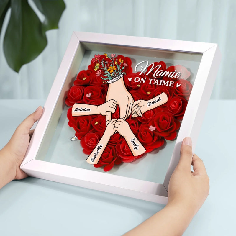 Boîte Cadre Florale Personnalisée – Cadeau pour Maman – Nous Aimons Maman Plus Que Tout
