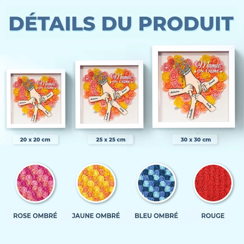 Boîte Cadre Florale Personnalisée – Cadeau pour Maman – Nous Aimons Maman Plus Que Tout