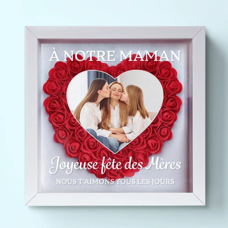 Boîte Cadre Florale Personnalisée - Avec Photo –  Cadeau pour Maman – Joyeuse Fête Des Mères