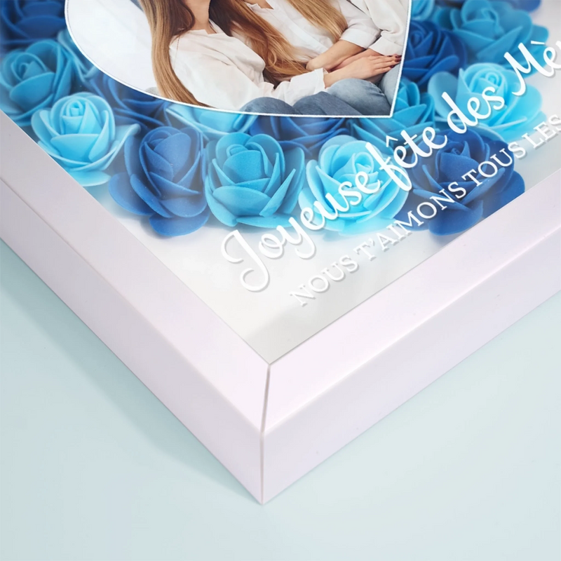 Boîte Cadre Florale Personnalisée - Avec Photo –  Cadeau pour Maman – Joyeuse Fête Des Mères