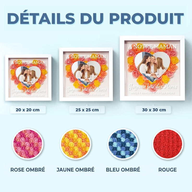 Boîte Cadre Florale Personnalisée - Avec Photo –  Cadeau pour Maman – Joyeuse Fête Des Mères