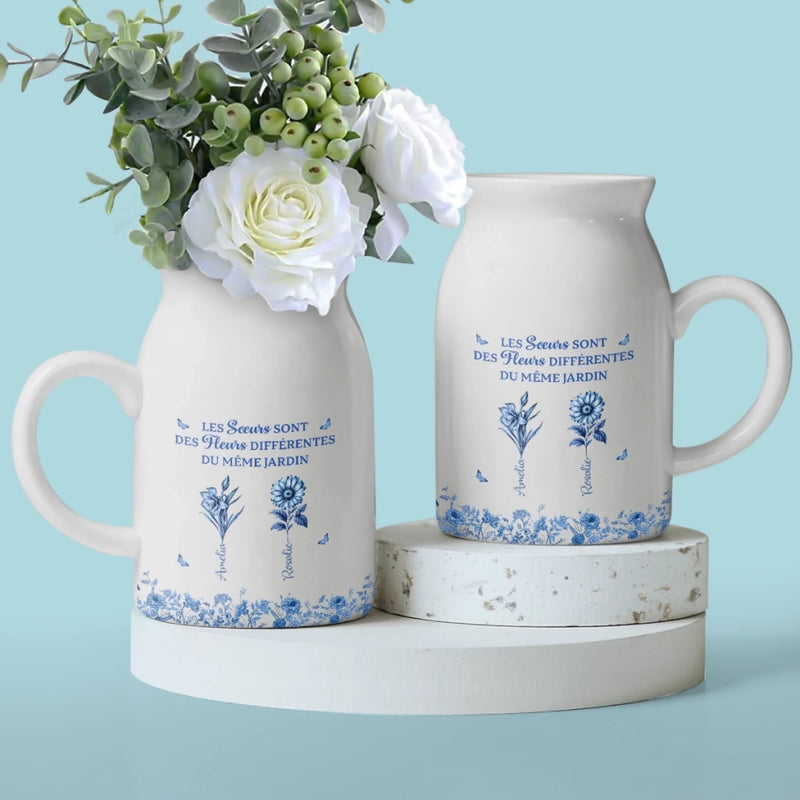 Vase À Fleurs Personnalisée – Cadeau Pour Sœurs, Amies – Nous Sommes Comme Des Fleurs