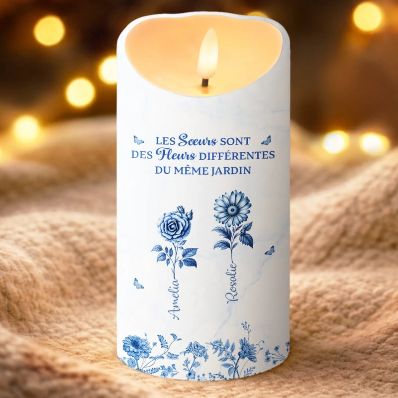 Bougie LED Personnalisée – Cadeau Pour Sœurs, Amies – Nous Sommes Des Fleurs Rayonnantes