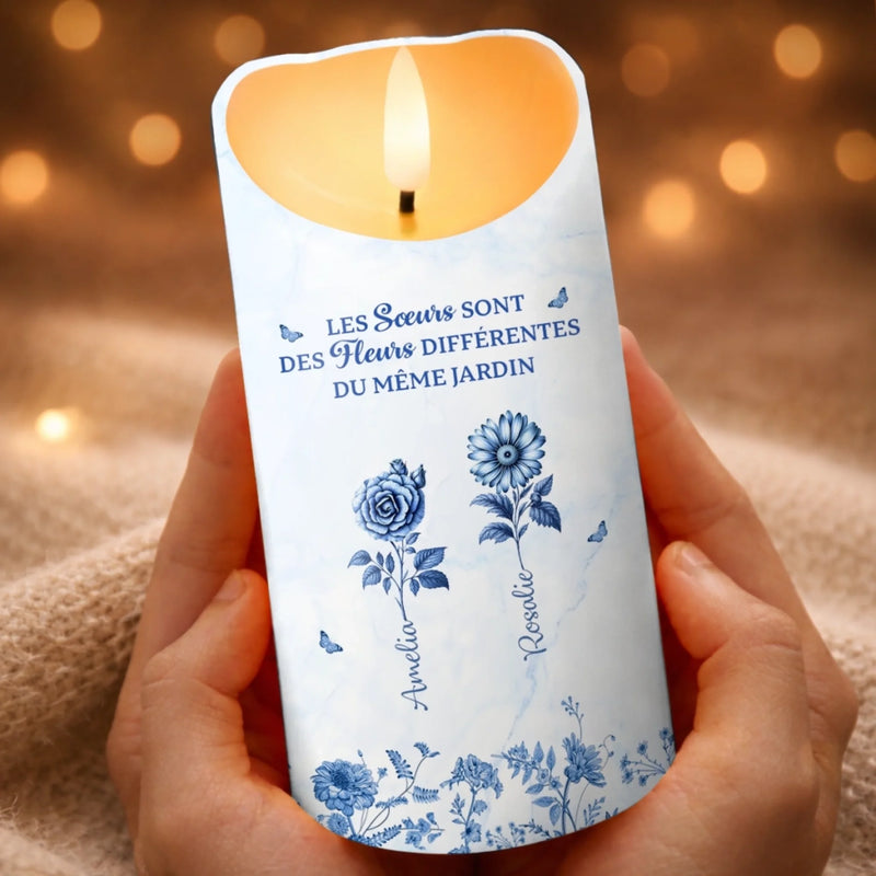 Bougie LED Personnalisée – Cadeau Pour Sœurs, Amies – Nous Sommes Des Fleurs Rayonnantes