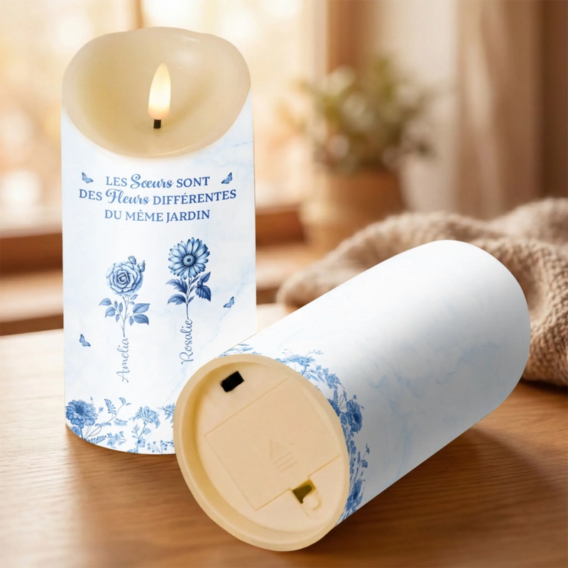 Bougie LED Personnalisée – Cadeau Pour Sœurs, Amies – Nous Sommes Des Fleurs Rayonnantes