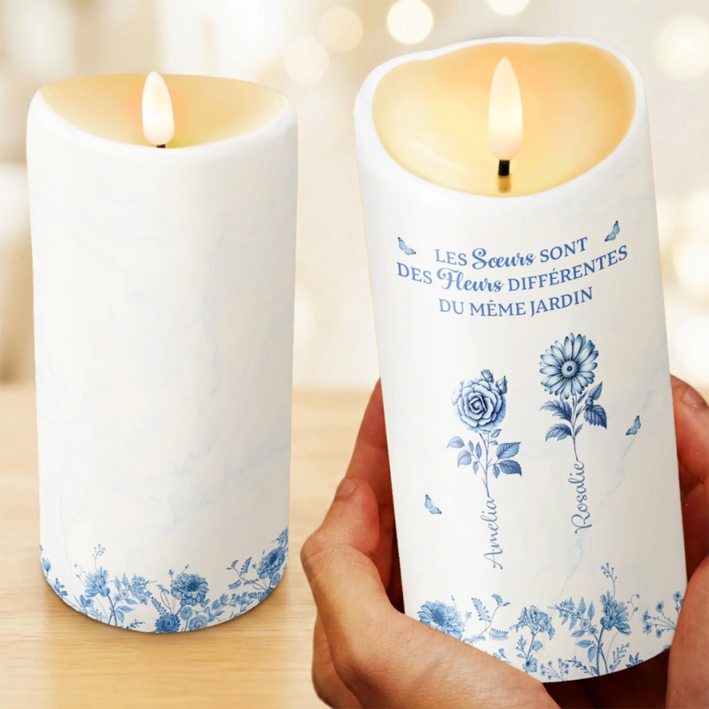 Bougie LED Personnalisée – Cadeau Pour Sœurs, Amies – Nous Sommes Des Fleurs Rayonnantes