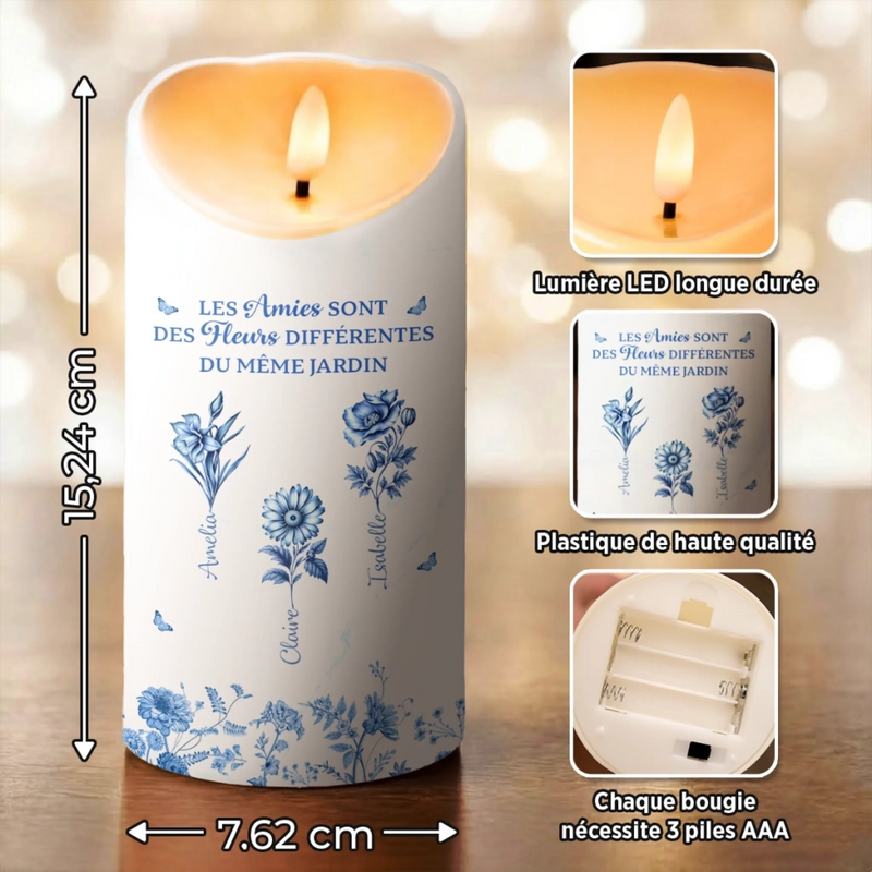 Bougie LED Personnalisée – Cadeau Pour Sœurs, Amies – Nous Sommes Des Fleurs Rayonnantes