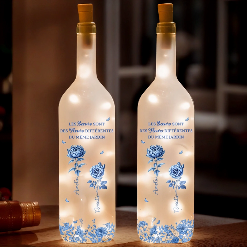 Lampe-Bouteille Personnalisée – Cadeau Pour Amies, Sœurs – Même Si Nous Sommes Deux, Nous Ne Faisons Qu’un