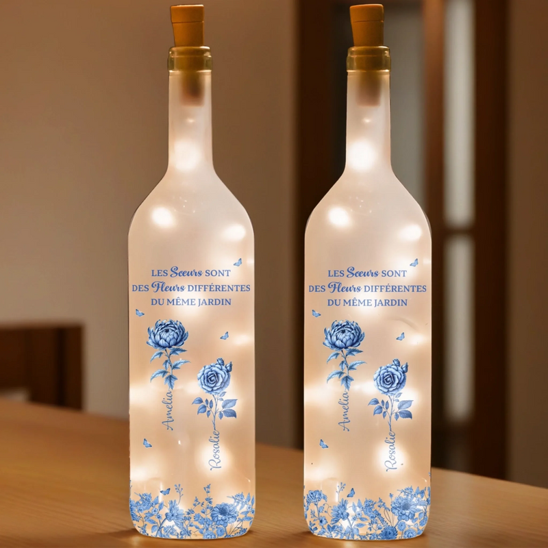 Lampe-Bouteille Personnalisée – Cadeau Pour Amies, Sœurs – Même Si Nous Sommes Deux, Nous Ne Faisons Qu’un