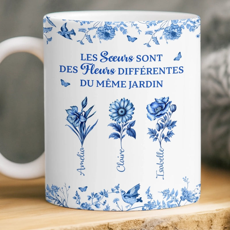 Mug Personnalisé – Cadeau Pour Sœurs – Fleurs Différentes, Même Jardin