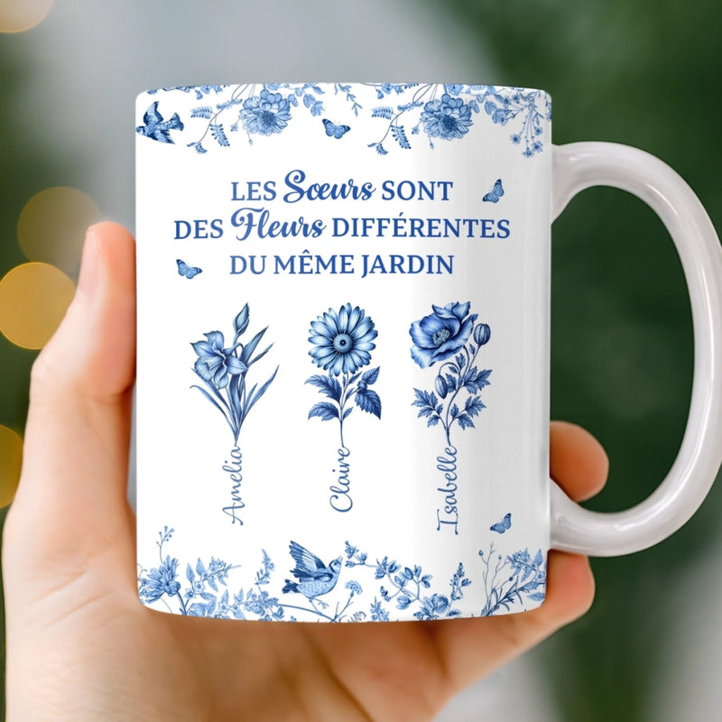 Mug Personnalisé – Cadeau Pour Sœurs – Fleurs Différentes, Même Jardin
