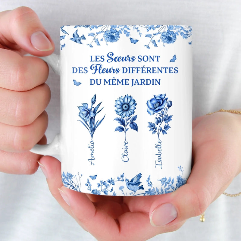 Mug Personnalisé – Cadeau Pour Sœurs – Fleurs Différentes, Même Jardin