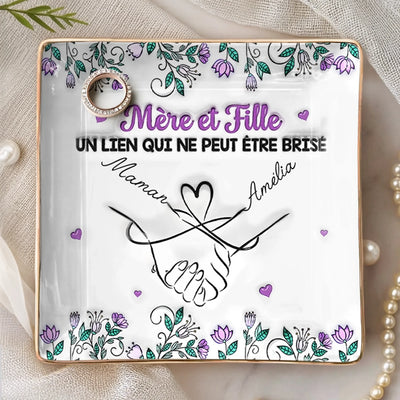 Vide-Poche À Bijoux Personnalisé – Cadeau Pour Maman – Un Lien Qui Ne Peut Être Brisé, Mère et Fille