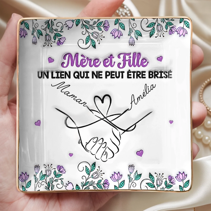 Vide-Poche À Bijoux Personnalisé – Cadeau Pour Maman – Un Lien Qui Ne Peut Être Brisé, Mère et Fille